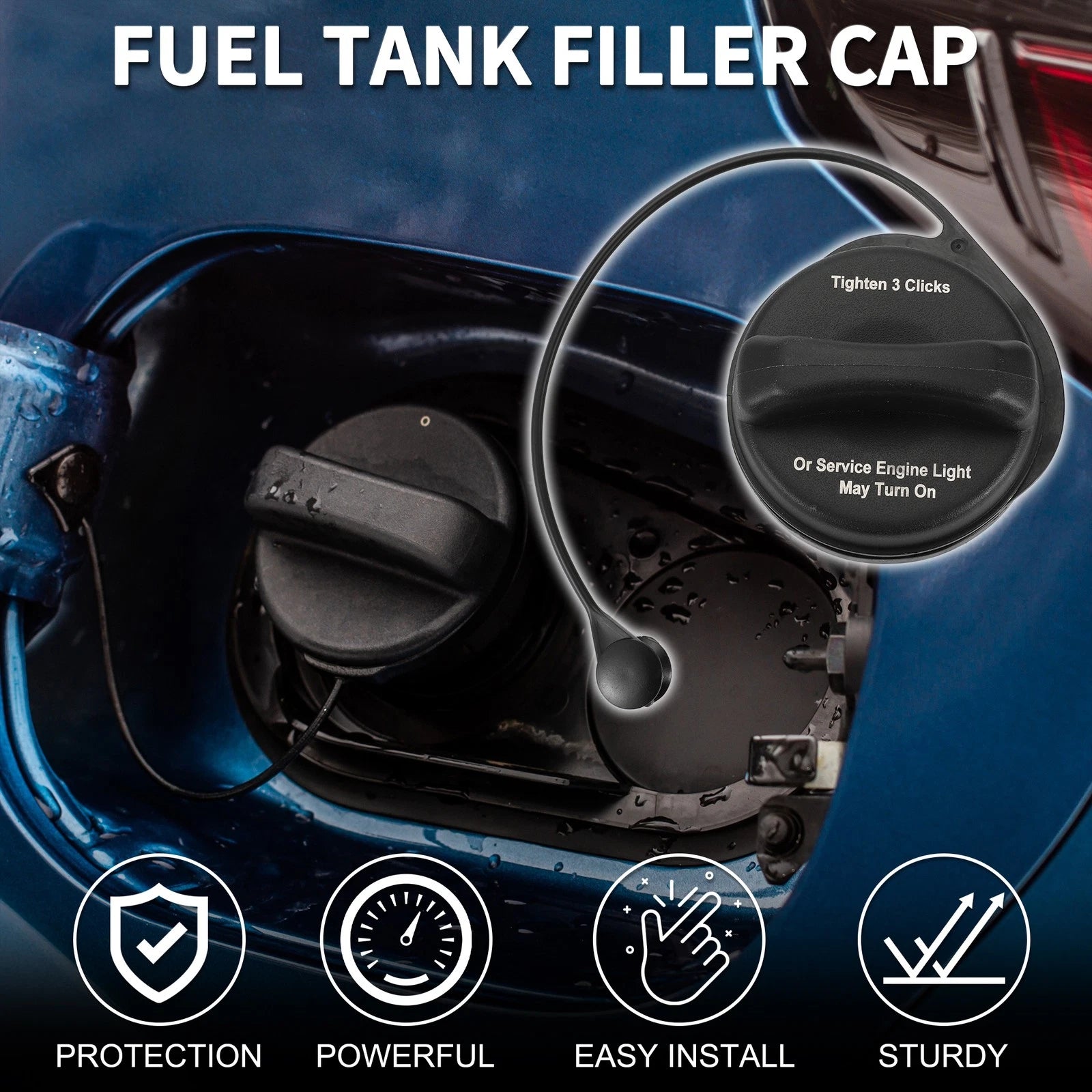 Gas Fuel Filler Cap No. 20914961 for Cadillac DTS (2010–2011) Black White