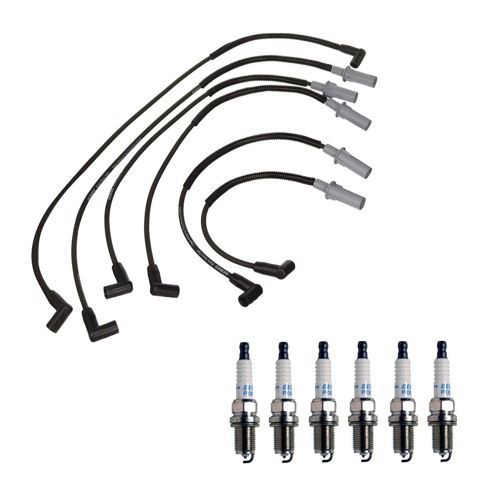 Denso 7mm Wire Set & 6 Double Platinum Spark Plugs for Dodge 3.9 V6