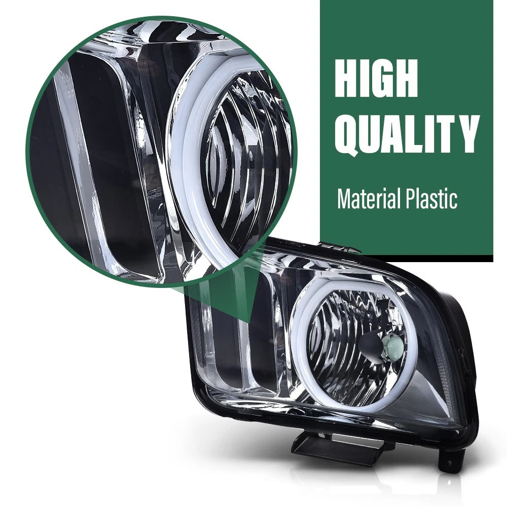 Smoke Lens LED Halo Headlights for Ford Mustang (2005–2009)