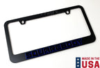 Matte Black Premium License Plate Frame with Blue Outline for Chevy (1973–1987)