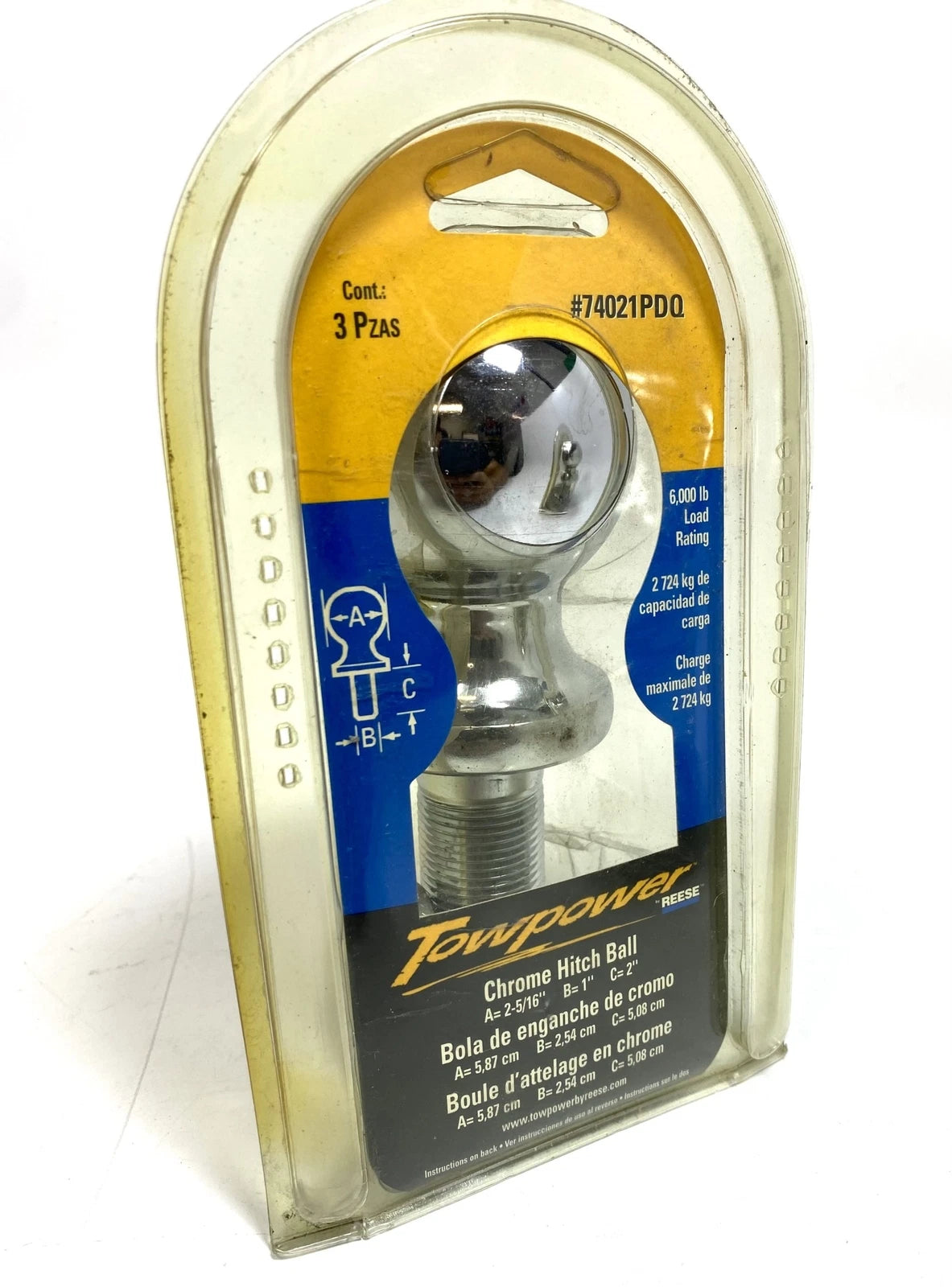 Set of 2 Chrome Hitch Ball 2 5/16'' 6000 lbs for Reese 74021PDQ
