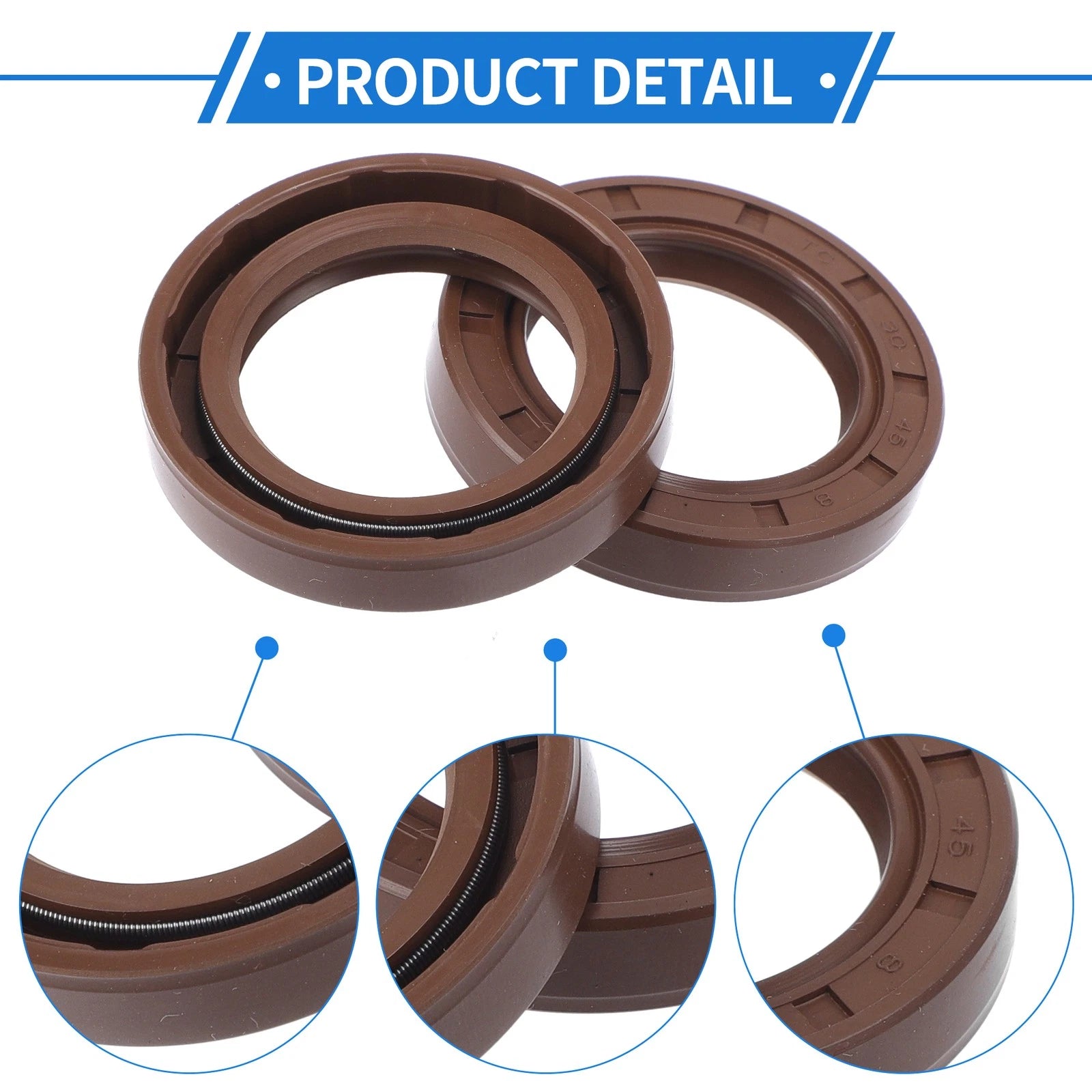 2X Oil Seal Rotary Shaft Seal FKM Rubber 30x45x8mm for Various Models