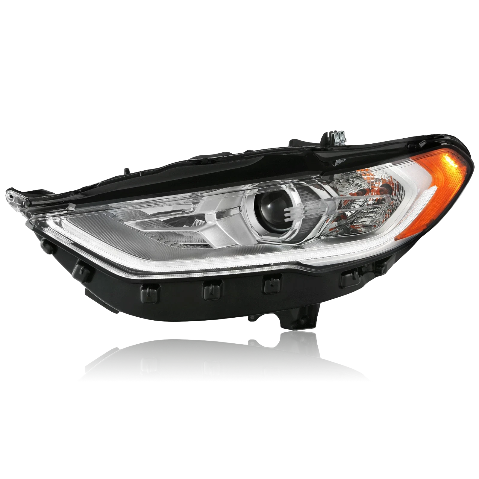 Halogen Headlight for Ford Fusion (2017–2020) w/ LED DRL & Bulbs, Left