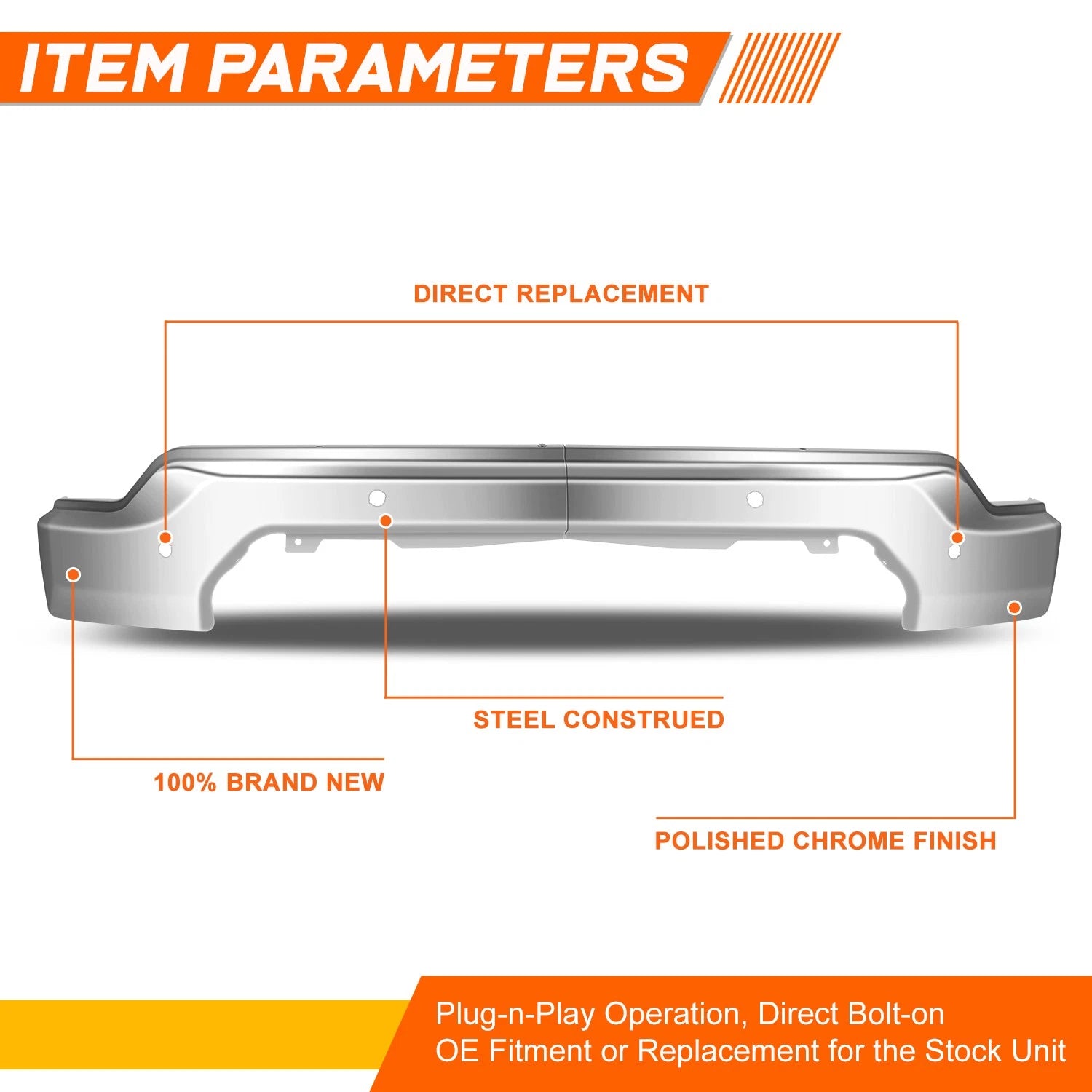 Front Bumper Face Bar for GMC Sierra 1500 Limited (2019–2022) w/ Parking Sensor Holes
