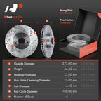 Front Drilled Brake Rotors and Ceramic Pads for Toyota Corolla (2009–2019)