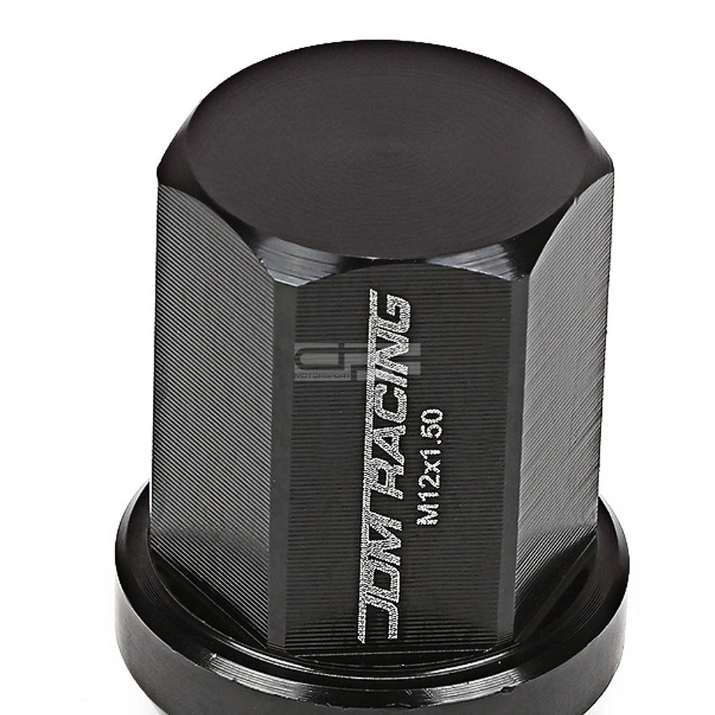 20 PCS Closed End M12x1.5 35mm Tall Black Aluminum Lug Nuts + Adapter