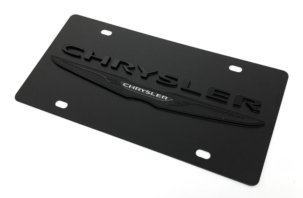 Black License Plate Cover with Blacked Out Chrysler Script for Chrysler (2011–2018)