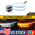 2X 60cm LED Switchback DRL Tube Light Strip for Universal Vehicles (YYYY–YYYY)