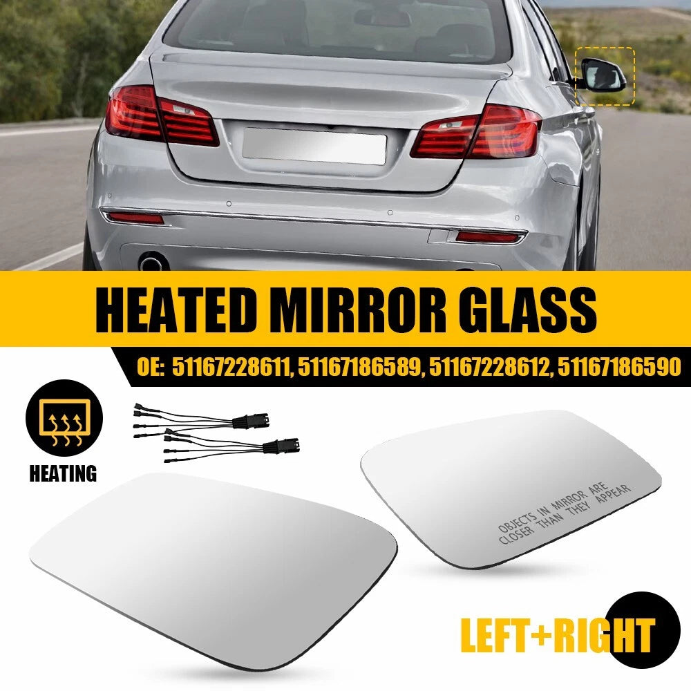 Set of 2 Side Mirror Glass for BMW 528 535 550 (2010–2016)