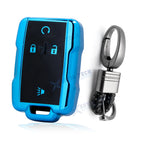 Key Blue TPU Fob Cover Case Protector with Keychain for Silverado Sierra (2014–2024)