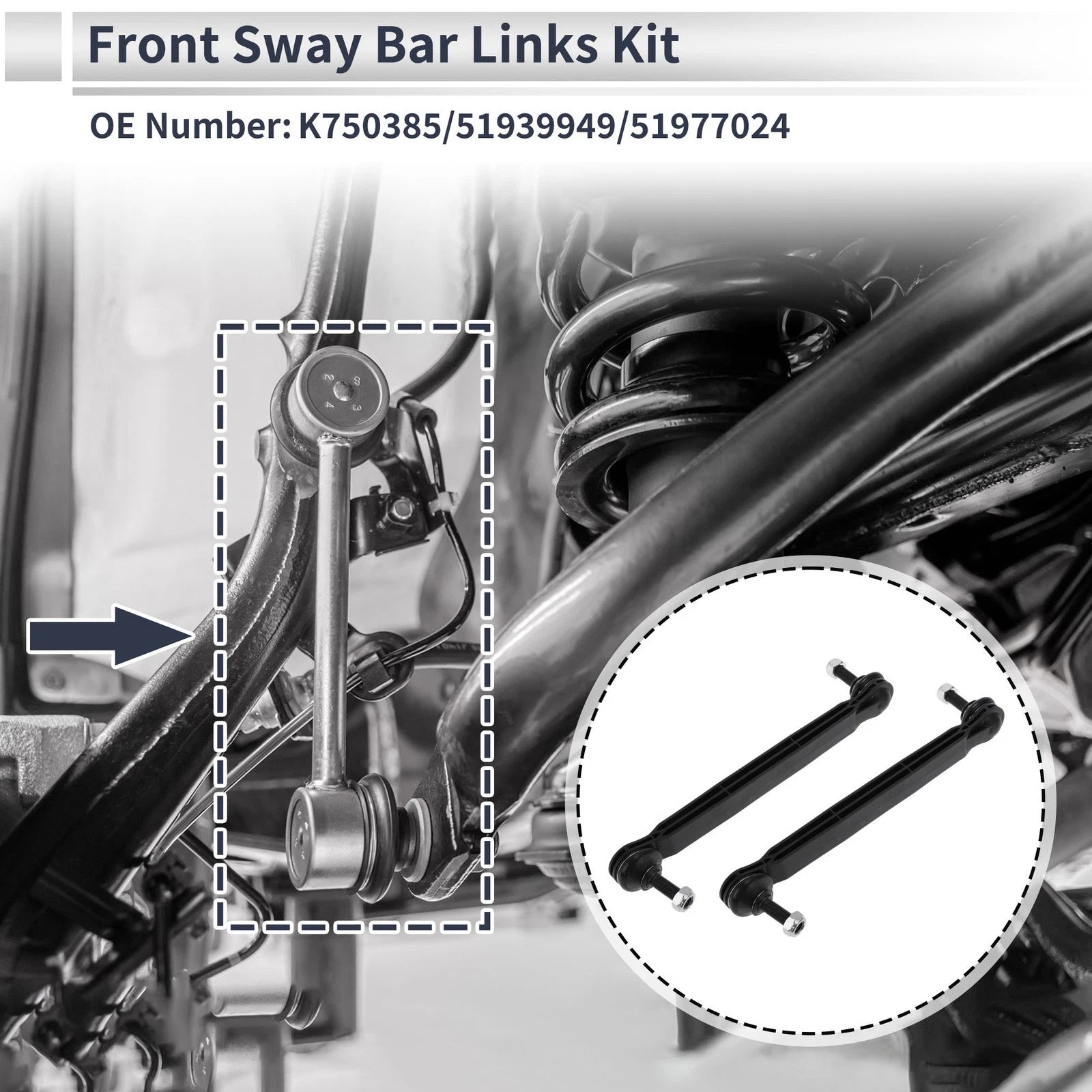 Set of 2 Front Stabilizer Bar Links for Chrysler 200 (2011–2014) No.K750385/51939949