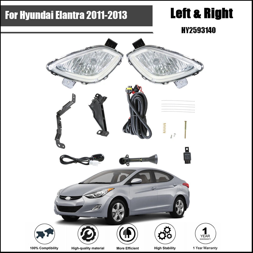 Front Fog Lights with Wiring and Switch for Hyundai Elantra (2011–2013)