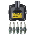 Set of 5 Bosch Ignition Coils & NGK G-Power Spark Plugs for Volvo S60 C70 XC70 (2000–2009)