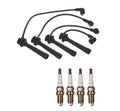 Denso 7mm Wire Set & 4 Double Platinum Spark Plugs for Kia Rio (2001–2011)