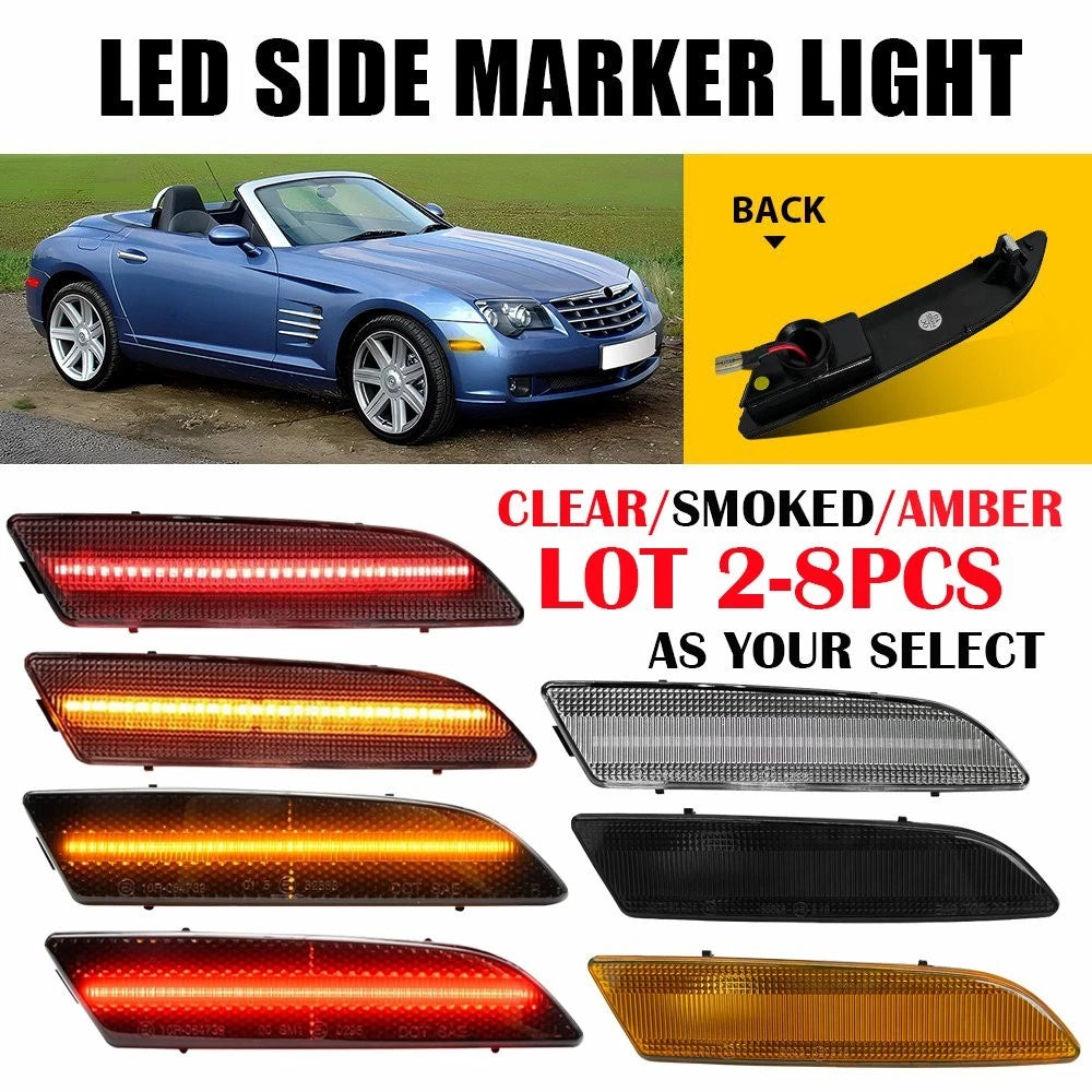 Set of 8 Front Rear Bumper Signal Side Marker Lights for Chrysler Crossfire (2004–2008)
