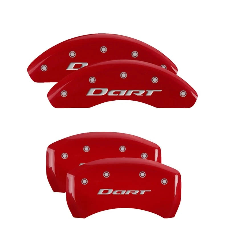 Red Caliper Covers Front and Rear for 2013-2016 Dodge Dart by MGP