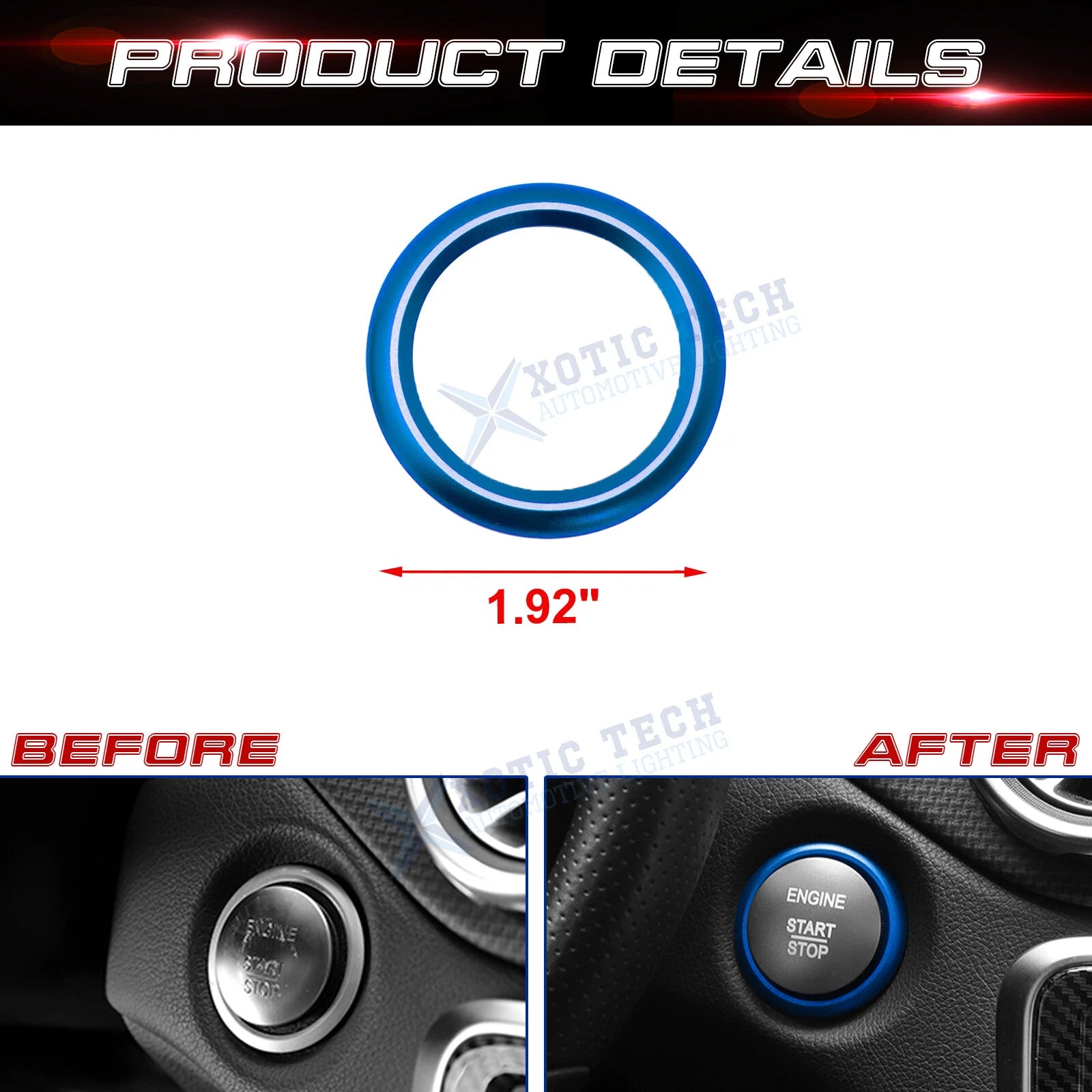Blue Aluminum Engine Start Button Ring Cover Trim for Mercedes-Benz (2016-2024)