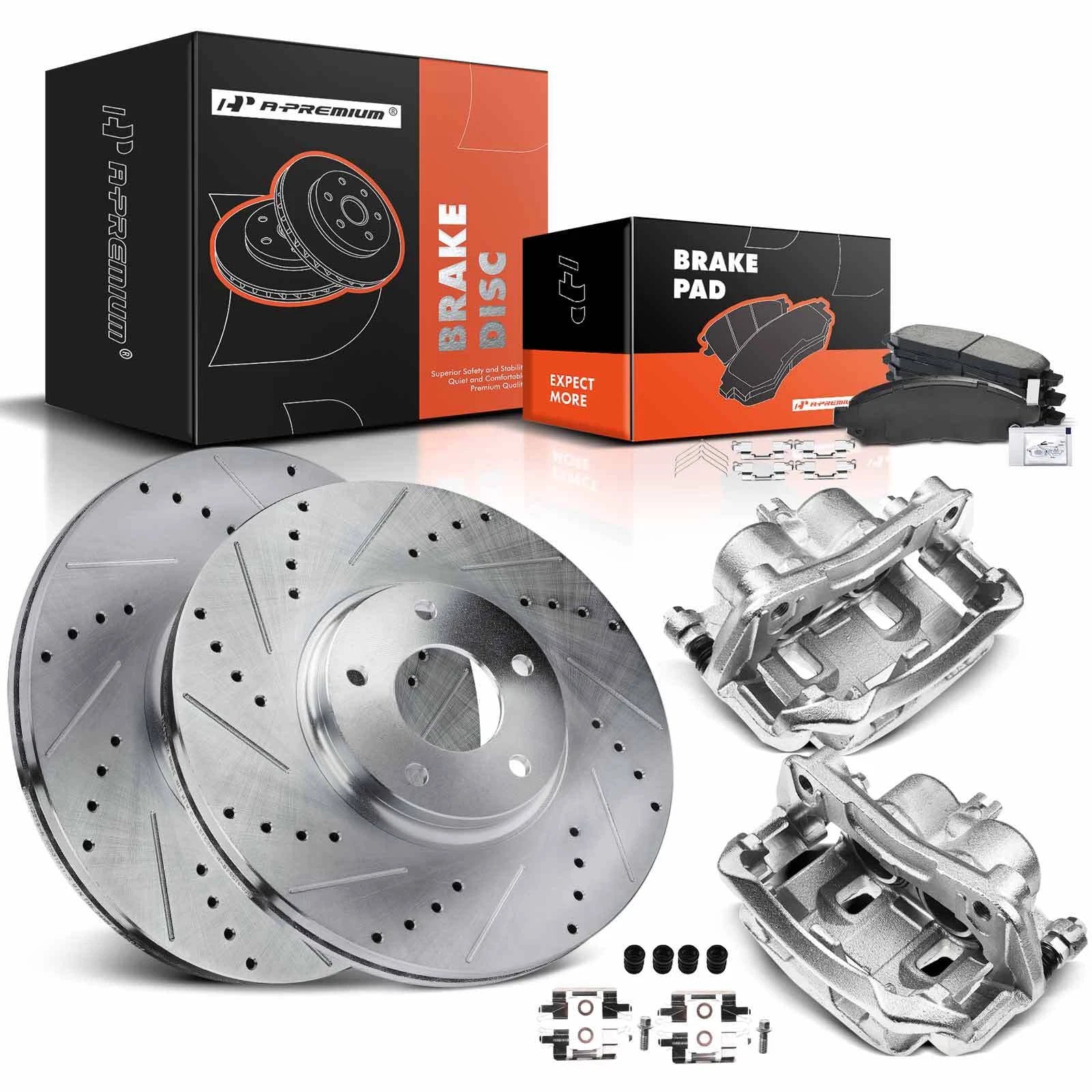 8x Front Drilled Rotors & Pads + Calipers for Nissan Frontier Pathfinder (2005–2022)