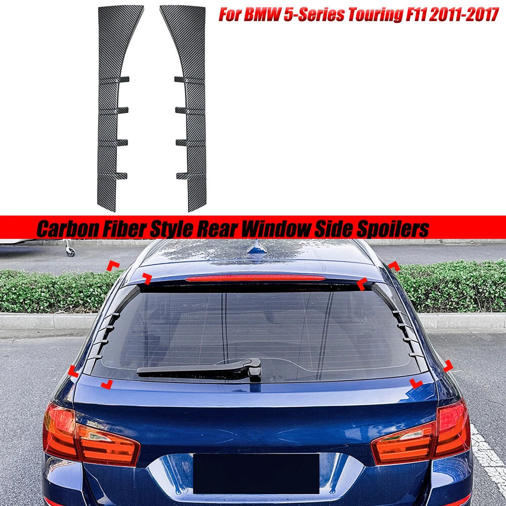 Rear Window Side Spoiler Trim for BMW 5 Series Touring F11 (2011–2017) Gloss Black