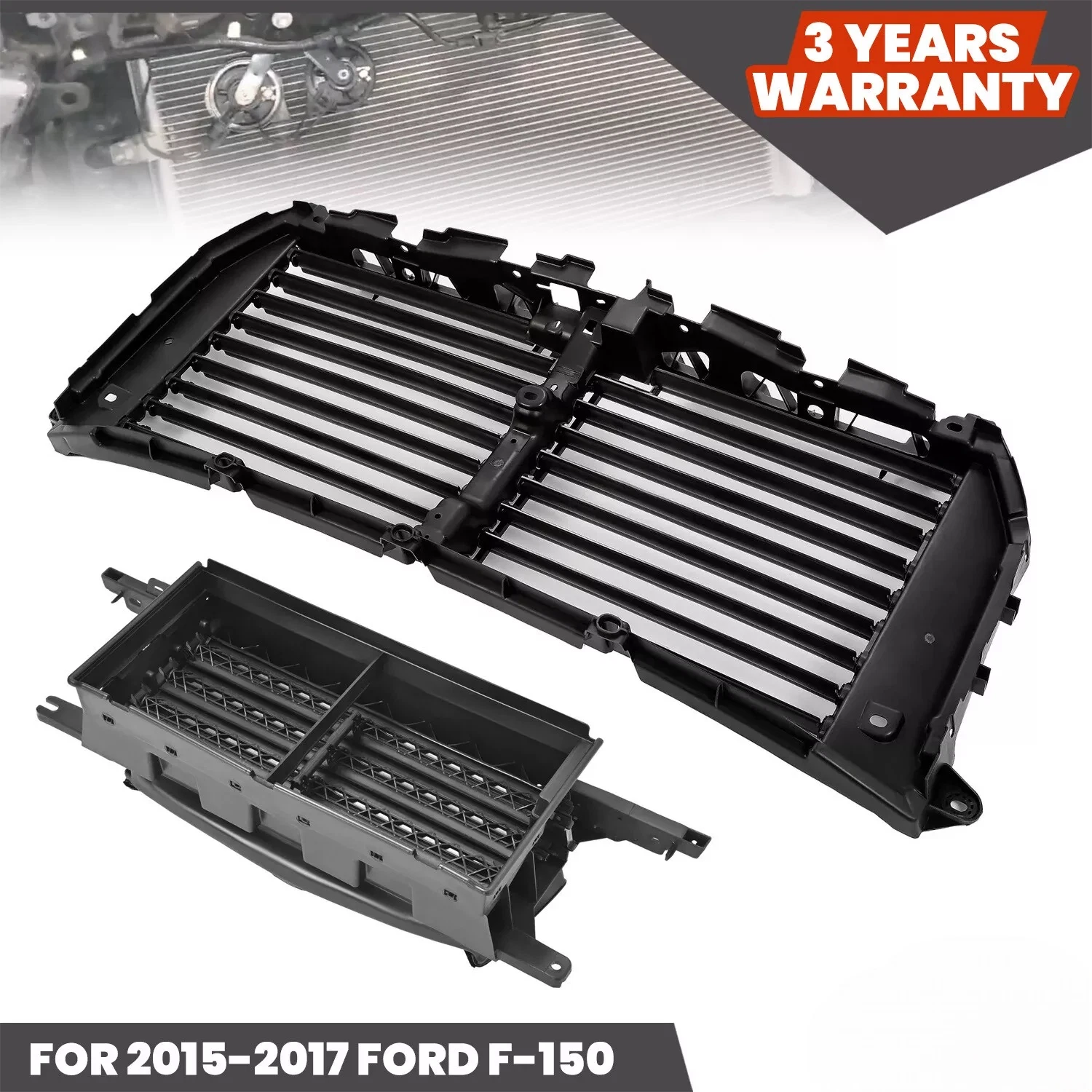 Upper & Lower Radiator Grille Air Shutter Assembly for Ford F-150 (2015–2017) #FL3Z8475F