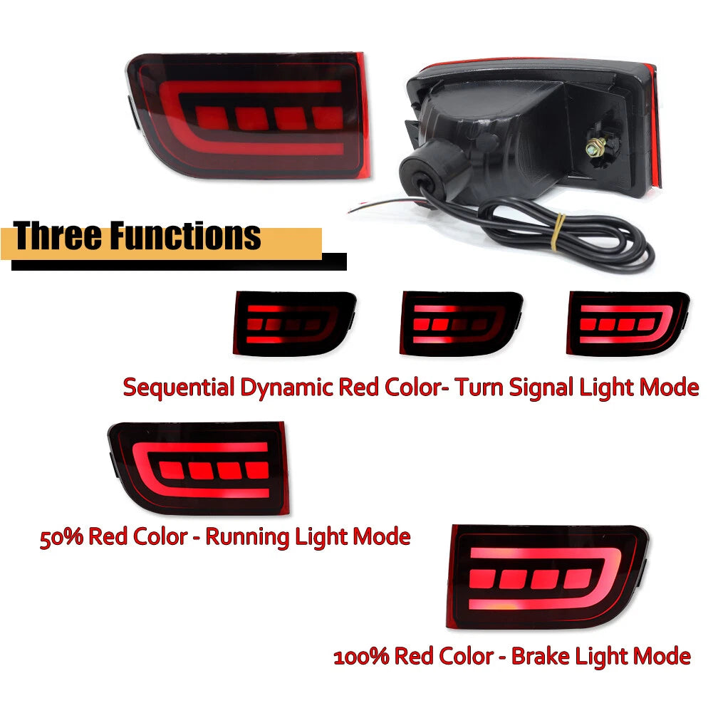 2X Red Lens LED Lower Bumper Reflector Lights for Toyota 4Runner (2003–2005)