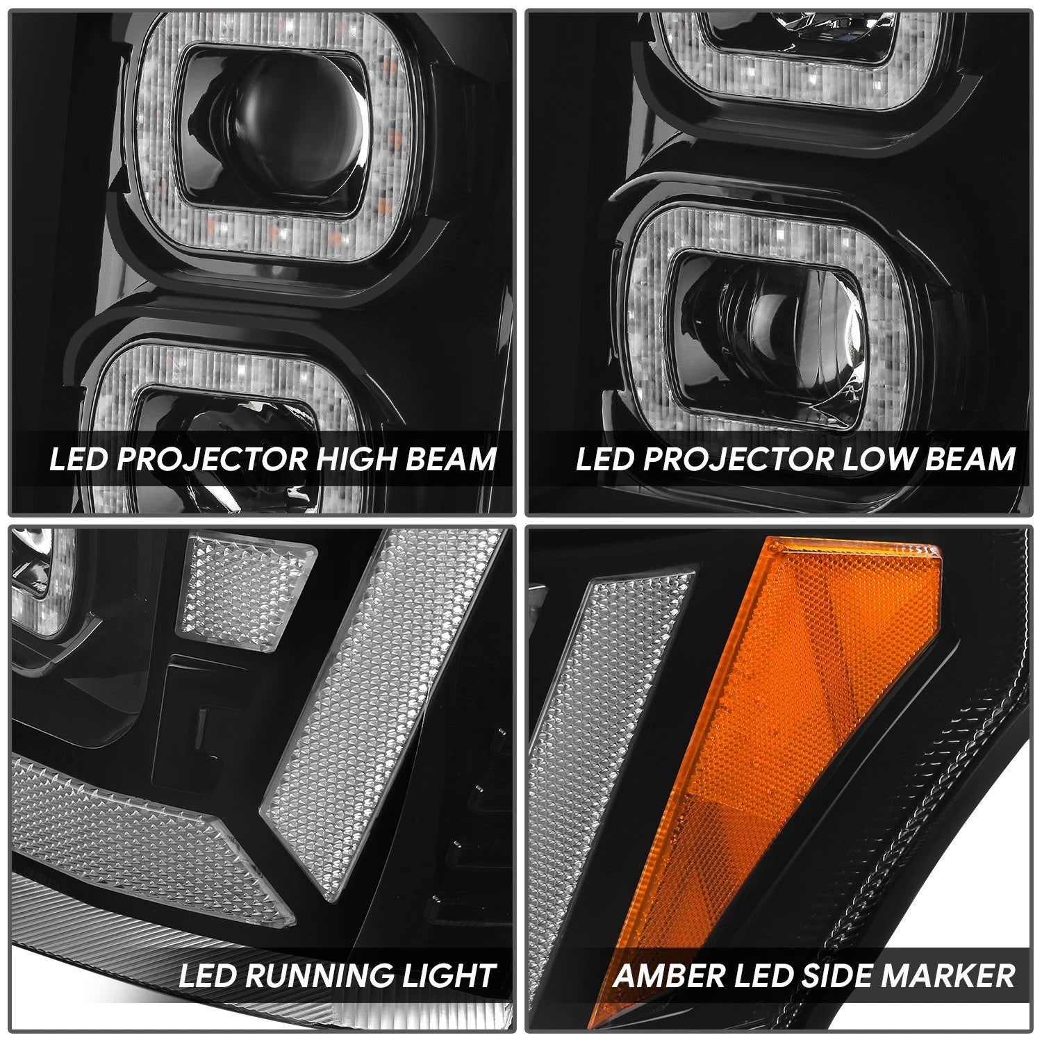 Sequential LED Light Bar Projector Headlights for Ford F250 SD (2011–2016)