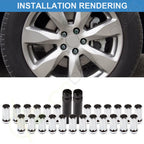Set of 24 Chrome 14x1.5 7 Spline Drive Close End Lug Nuts for Chevy Cadillac