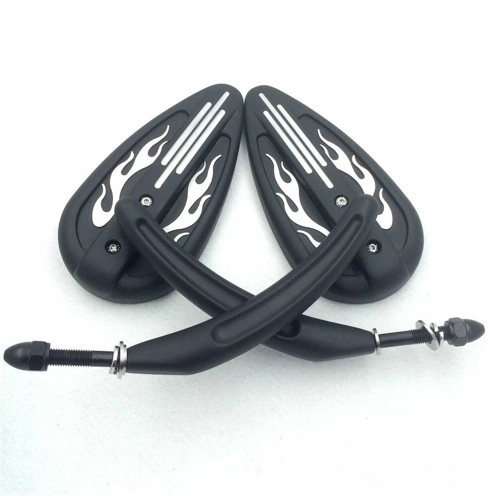 Black Teardrop Short Stem Mirrors for Harley Sportster 883