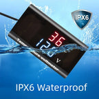 DC12V Digital Temperature and Voltage Meter Dual Display LED 0-28 Inch