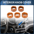 Set of 5 AC Media Volume Switch Knob Cover Rings for Dodge RAM (2018–2022) Orange