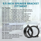 2X Front Door Speaker Adapter Rings for Toyota Corolla (2001–2014)