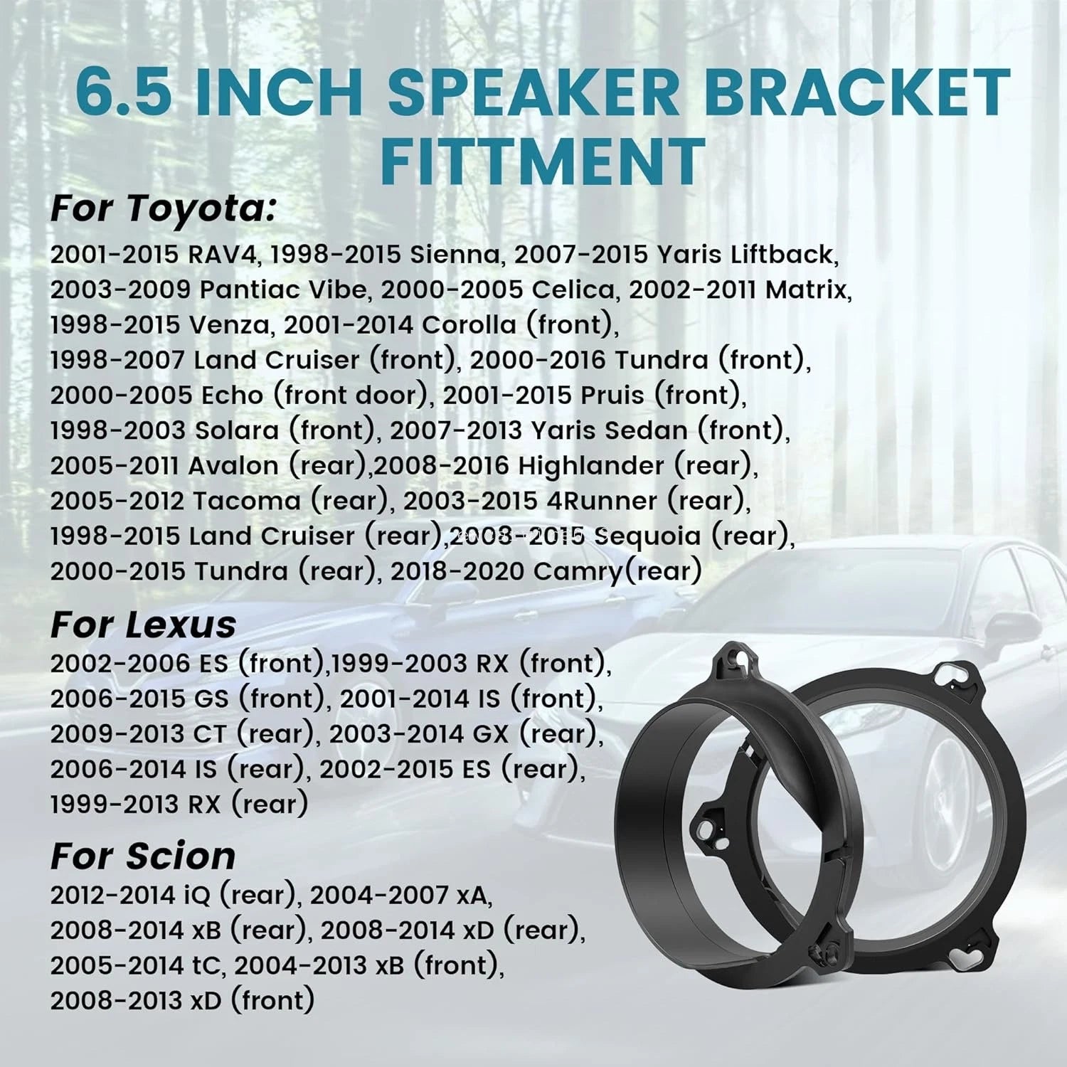 2X Front Door Speaker Adapter Rings for Toyota Corolla (2001–2014)