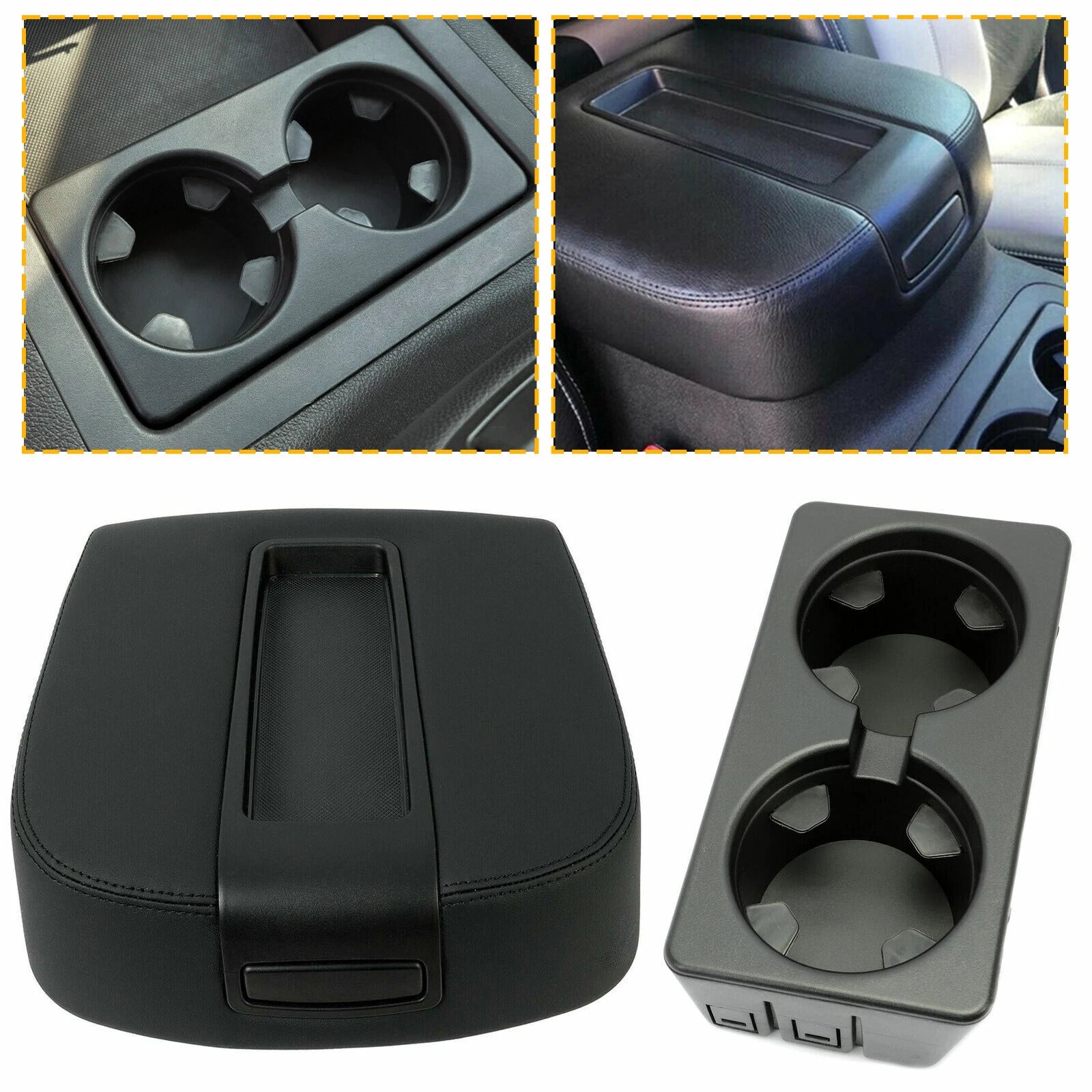Front Console Armrest Lid + Cup Holder Assembly for Tahoe Silverado Sierra (2007–2014)