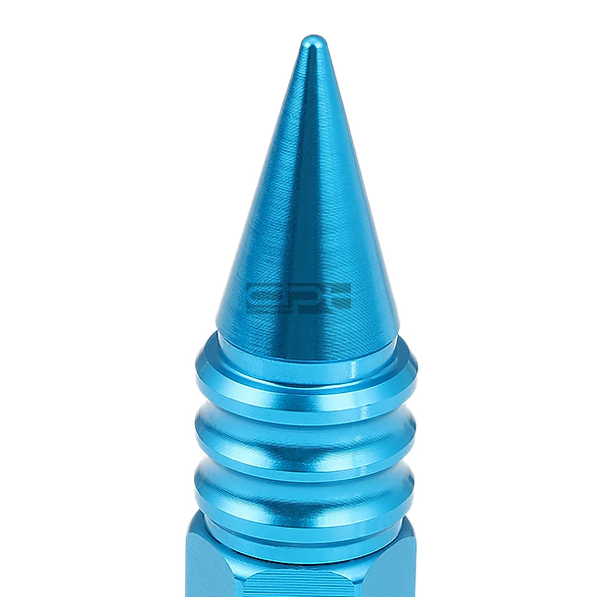 Set of 20 M12X1.5 107mm Tall Sky Blue Aluminum Spiked Lug Nuts + Adapter
