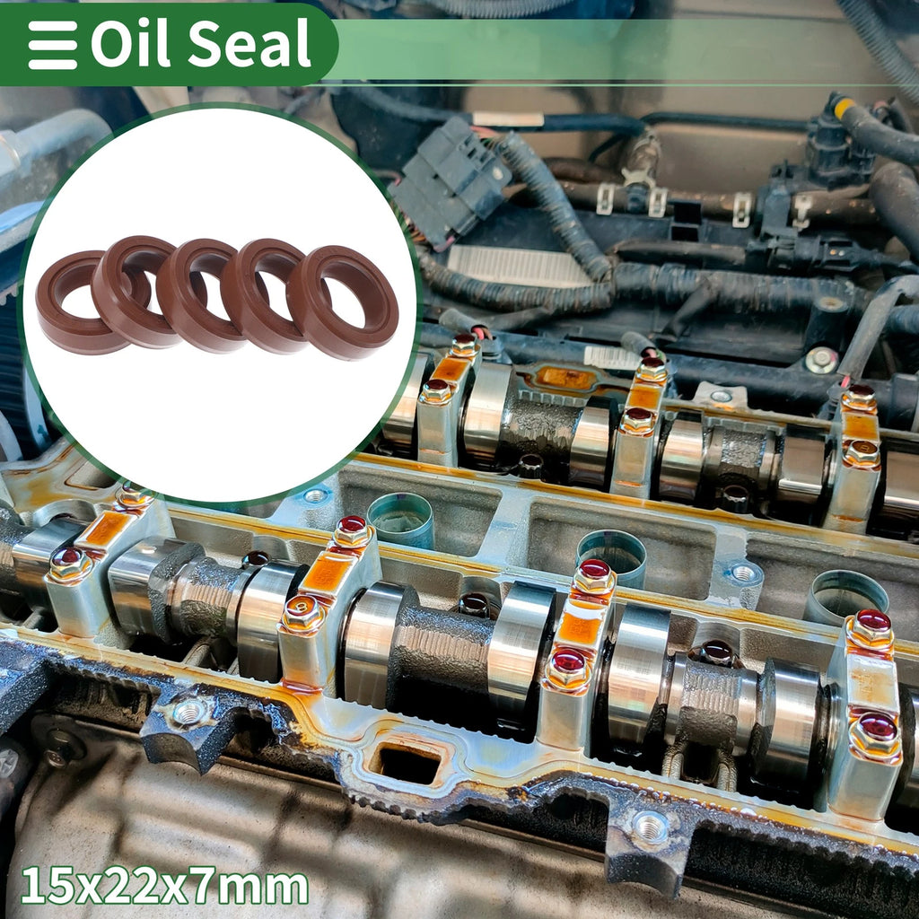 Set of 5 Oil Seal Rotary Shaft Seal FKM Rubber 15x22x7mm