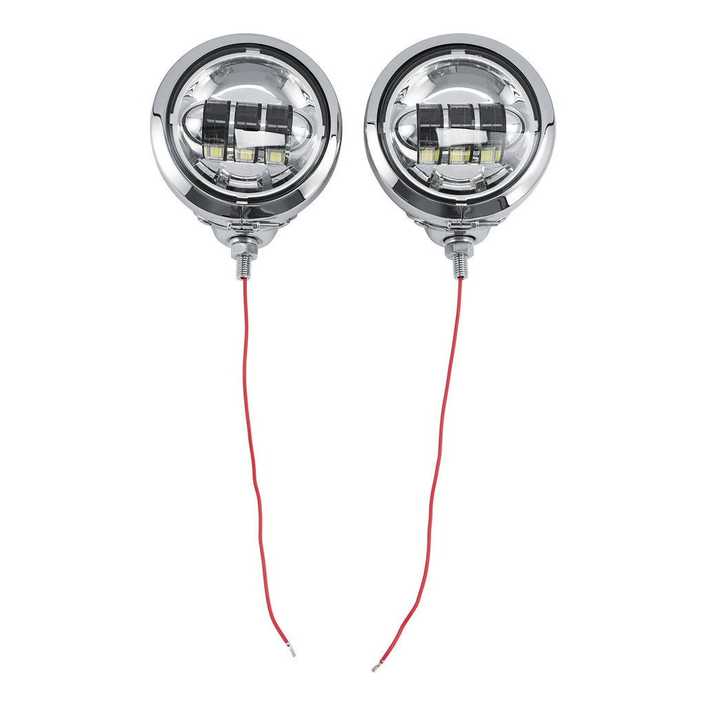 Chrome Auxiliary Fog Passing Lights & Housing Bucket for Harley Davidson