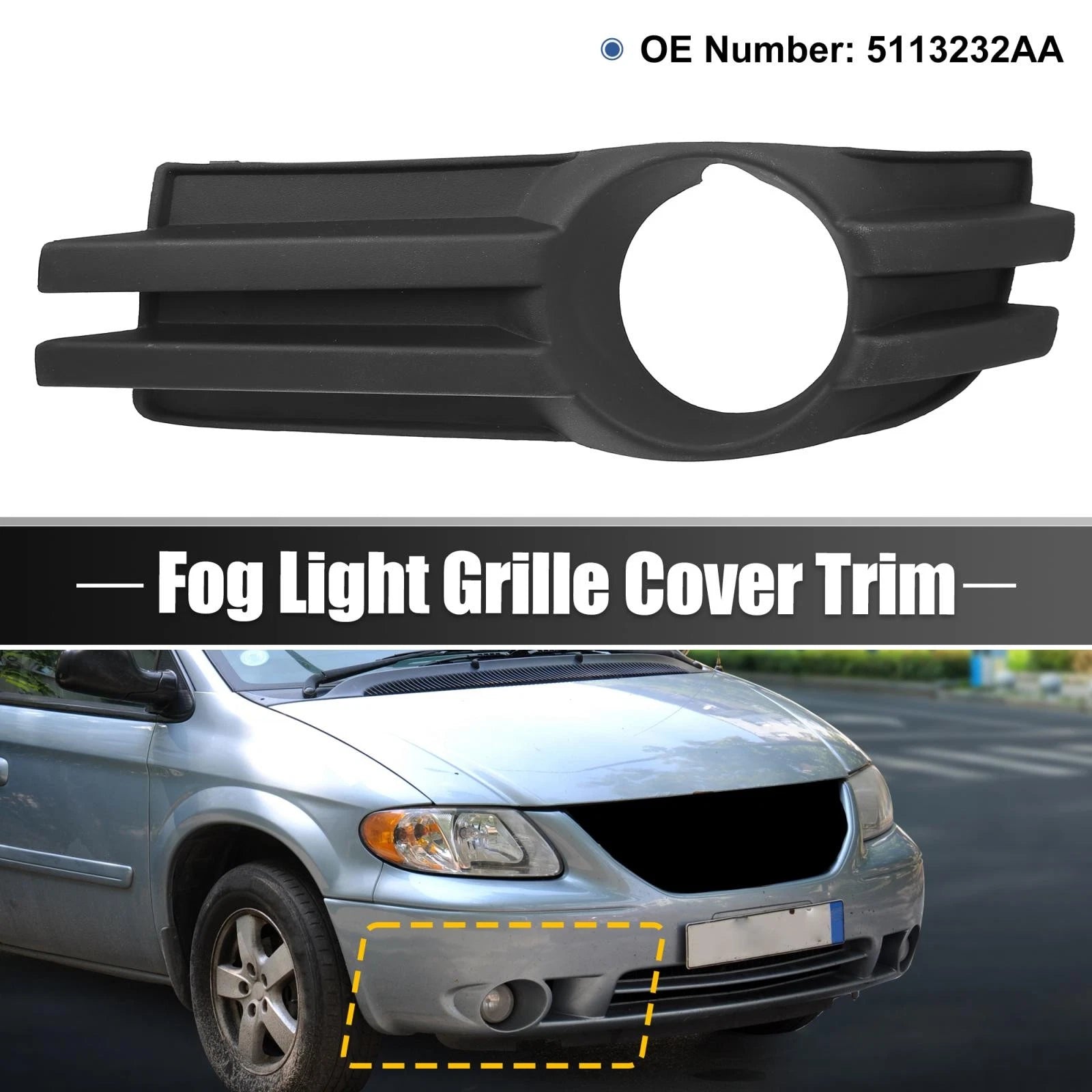 Front Left Fog Light Grille Cover for Dodge Grand Caravan (2008–2010) 5113233AA