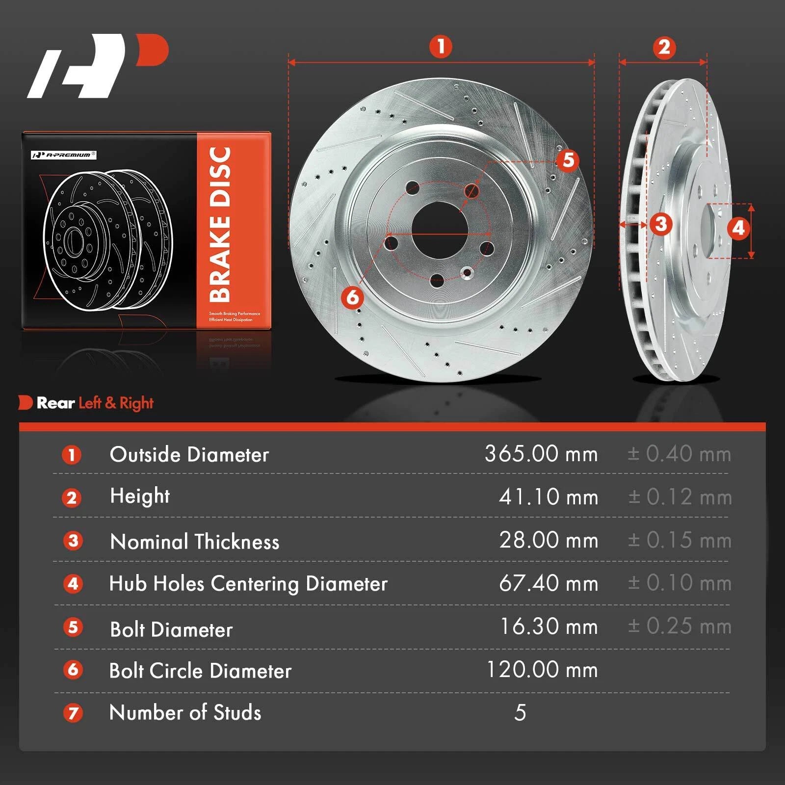 Rear Drilled Brake Rotors for Chevy Camaro (2010–2015)