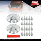 Set of 4 Chrome Front Hub Covers for Semi Truck (33mm Nut)