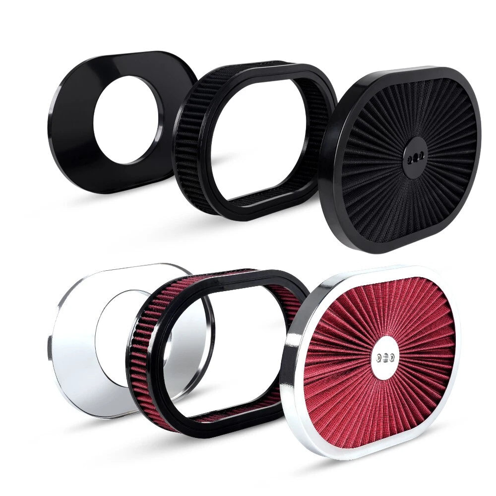 12" Oval Full Finned Air Cleaner Washable Filter for Carburetors (5-1/8")