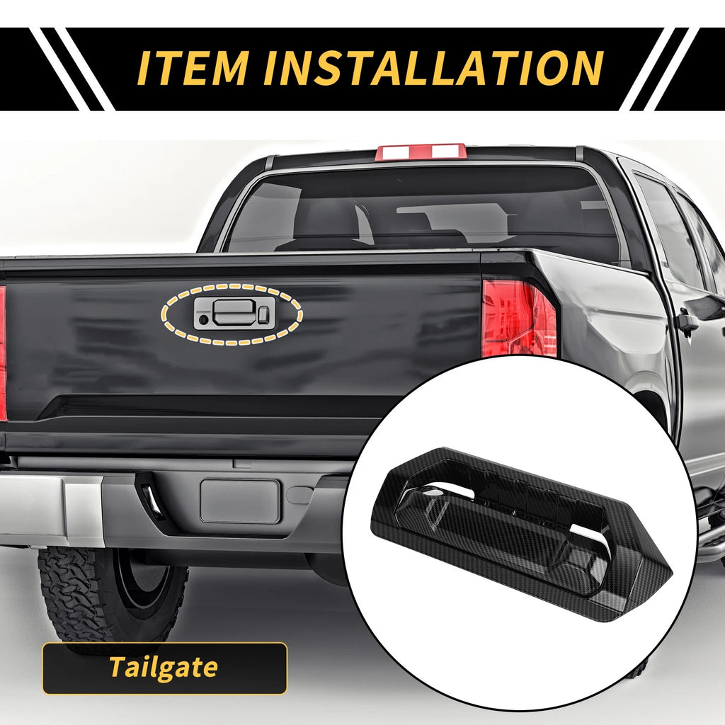 Carbon Fiber Rear Handle Frame Bezel Trim Kit for Toyota Tundra (2022–2024)