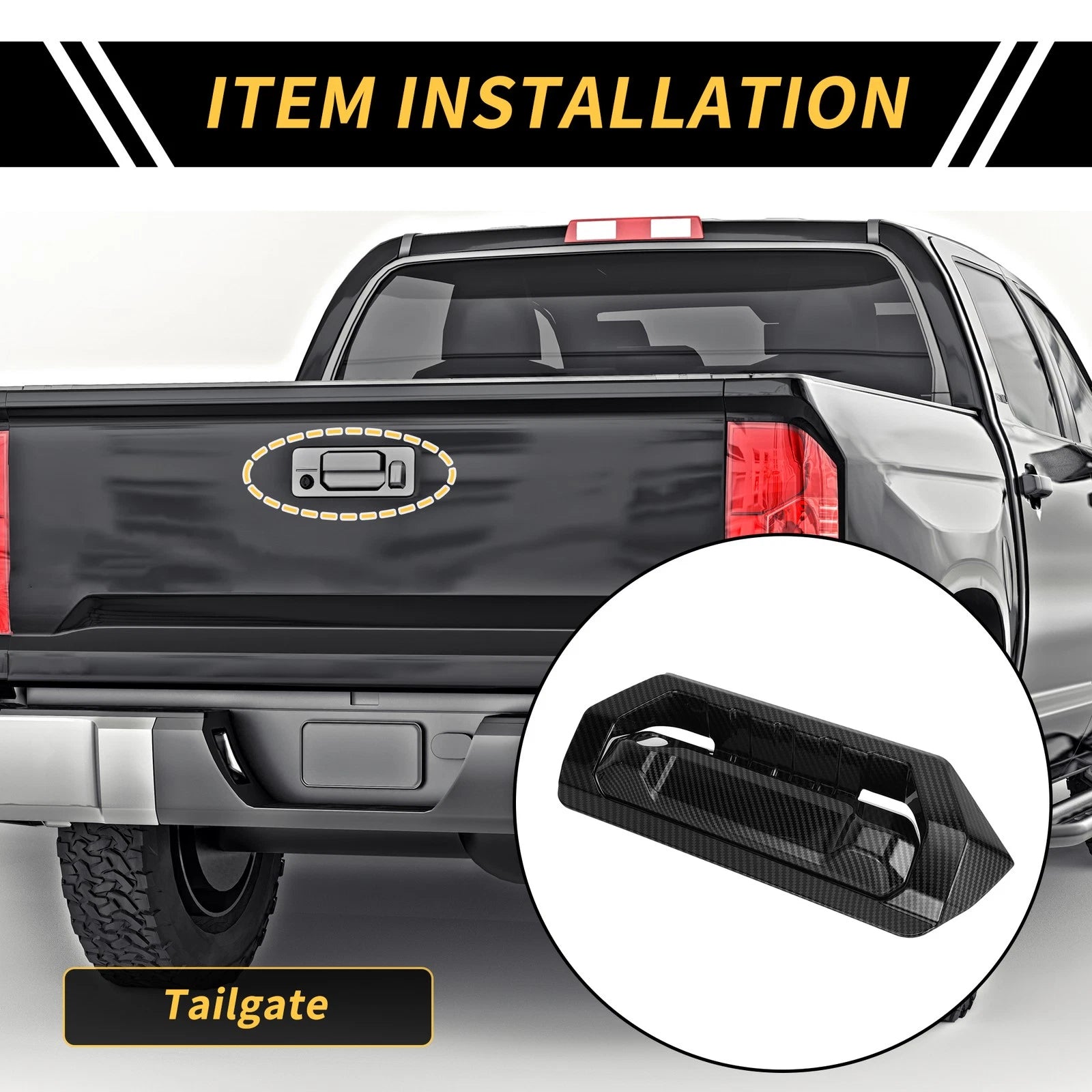Carbon Fiber Rear Handle Frame Bezel Trim Kit for Toyota Tundra (2022–2024)