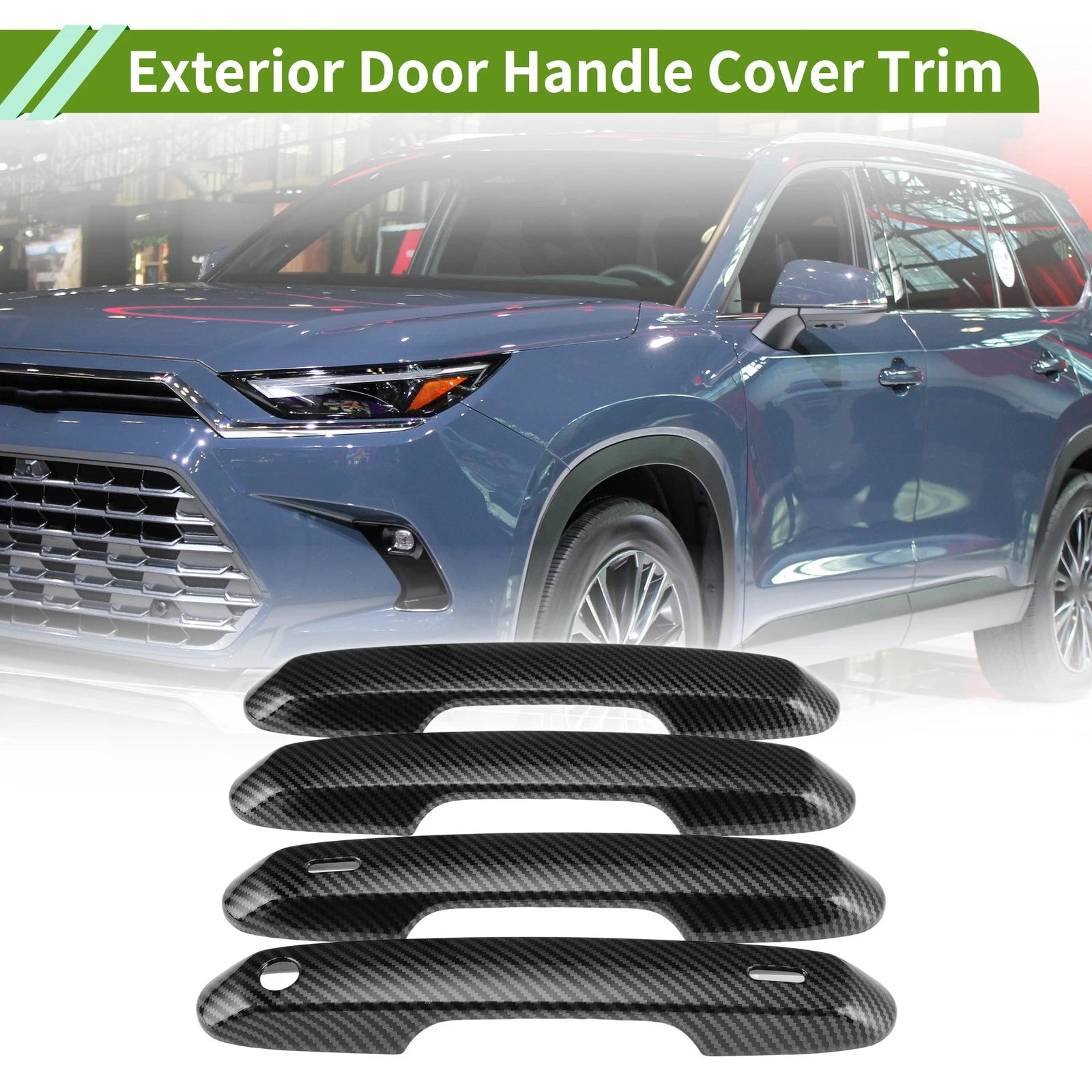 Set of 1 Exterior Door Handle Cover for Toyota Grand Highlander (2024) Carbon Fiber Black