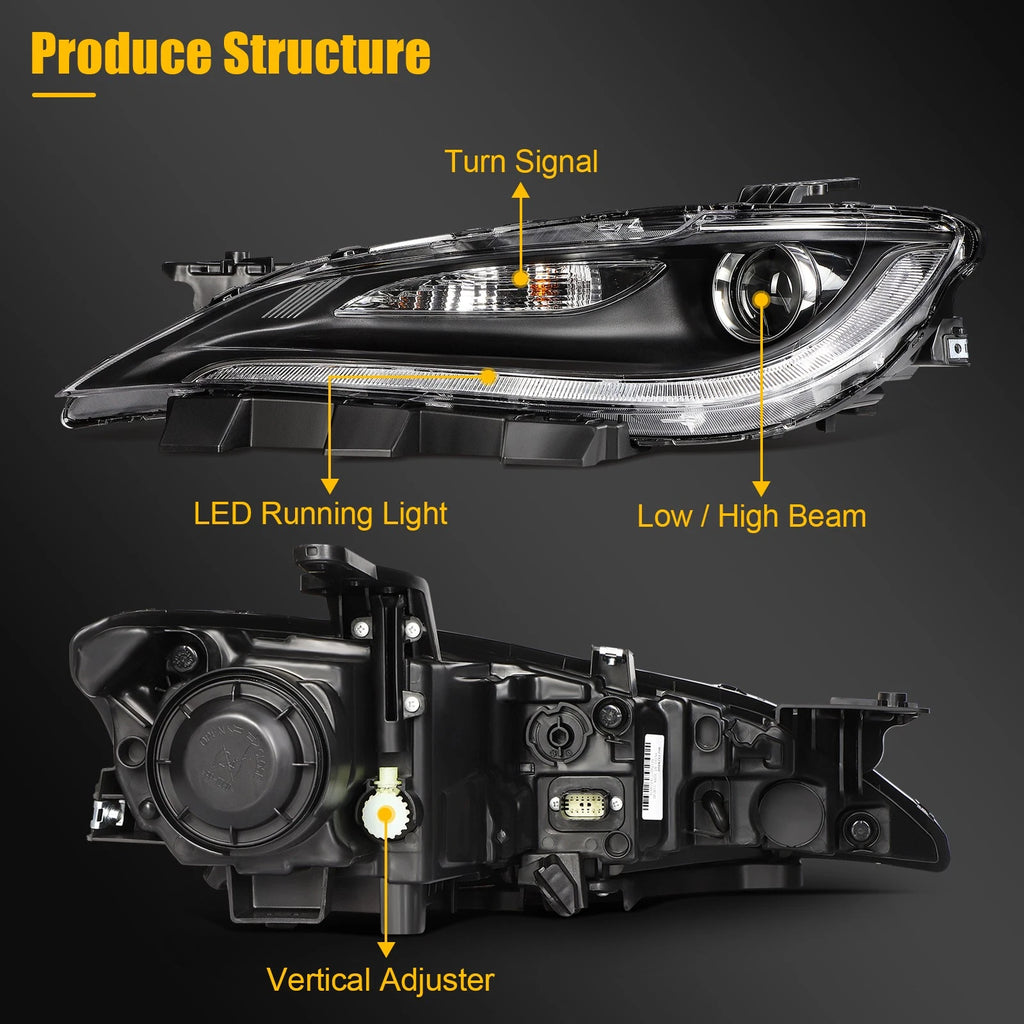 Driver Side Halogen Headlight with DRL for Chrysler 200 (2015–2017)
