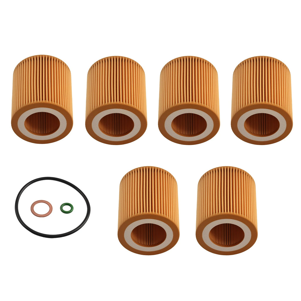 Set of 6 Engine Oil Filters for BMW 328i (2007–2012) 57327