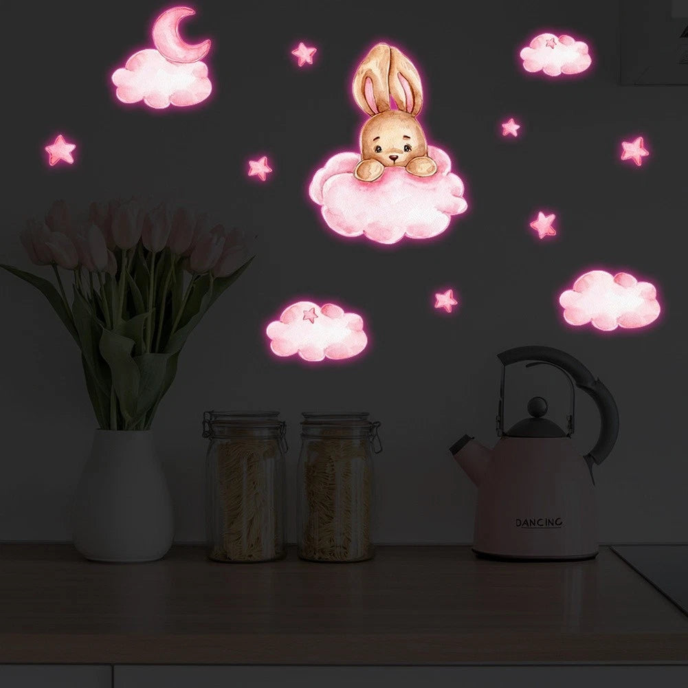 Wall Decal Glow Rabbit for Mirrors and Tiles (15x15cm)