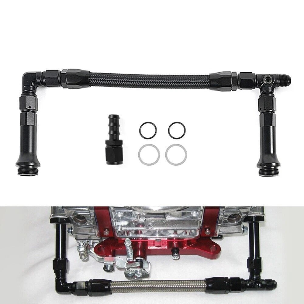 AN6 Braided Dual Feed Carb Fuel Line for Holley Carburetor (4150)