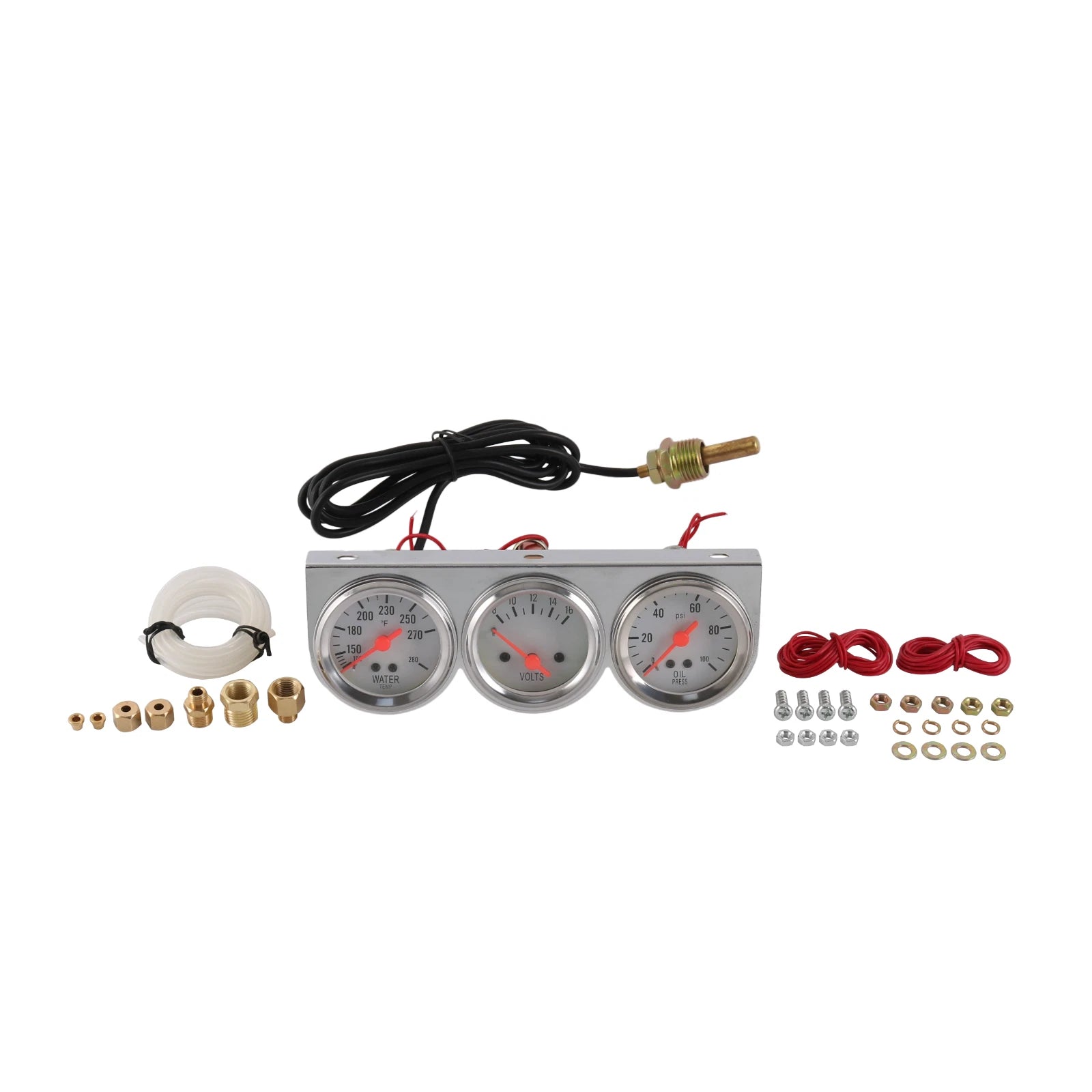 Set of 3 Chrome Mechanical Gauges for Universal Vehicles (52mm)