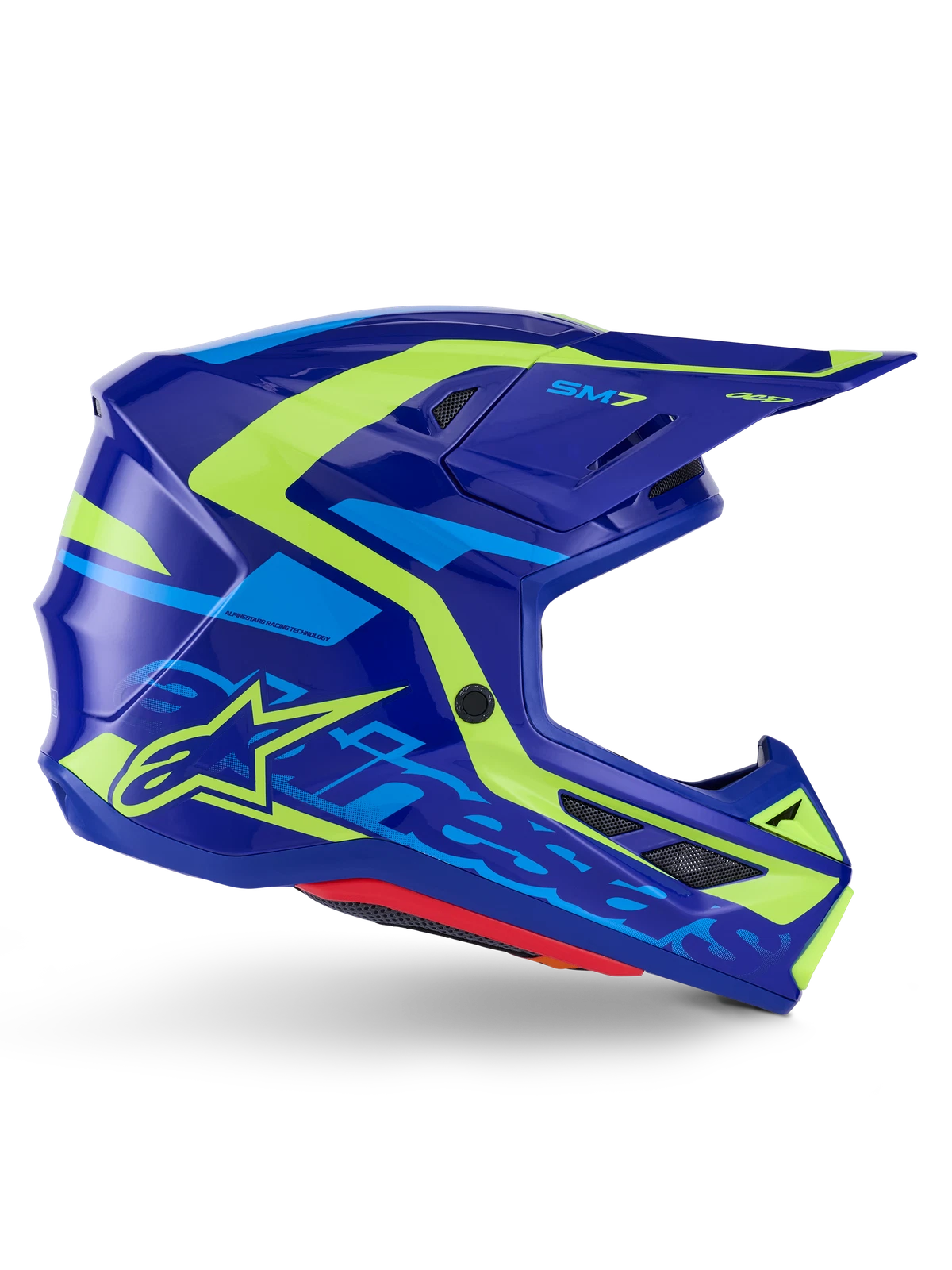 Alpinestars SM7 Off-Road Helmet for Small Size (Blue/Yellow Fluo)