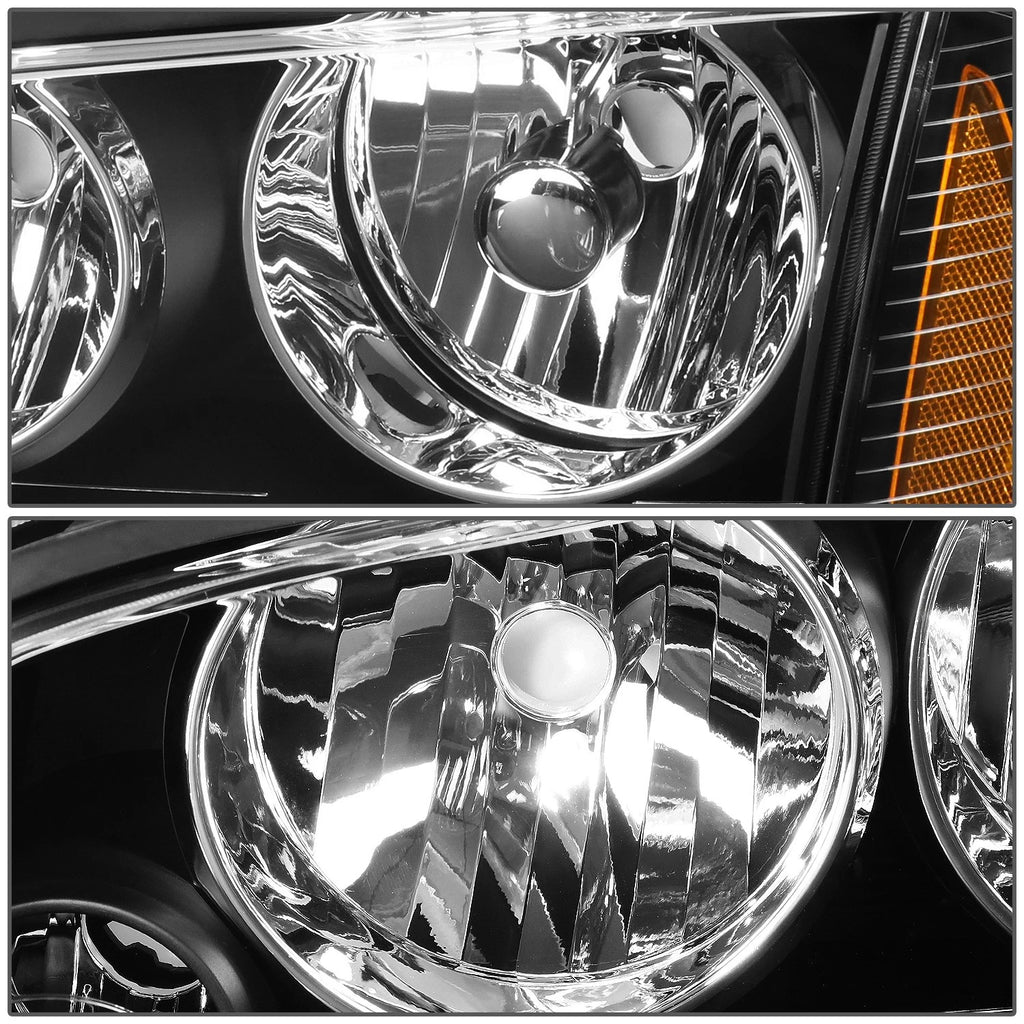 Set of 2 Black/Amber Signal Turn Signal Headlights for Dodge Charger (2006–2010)